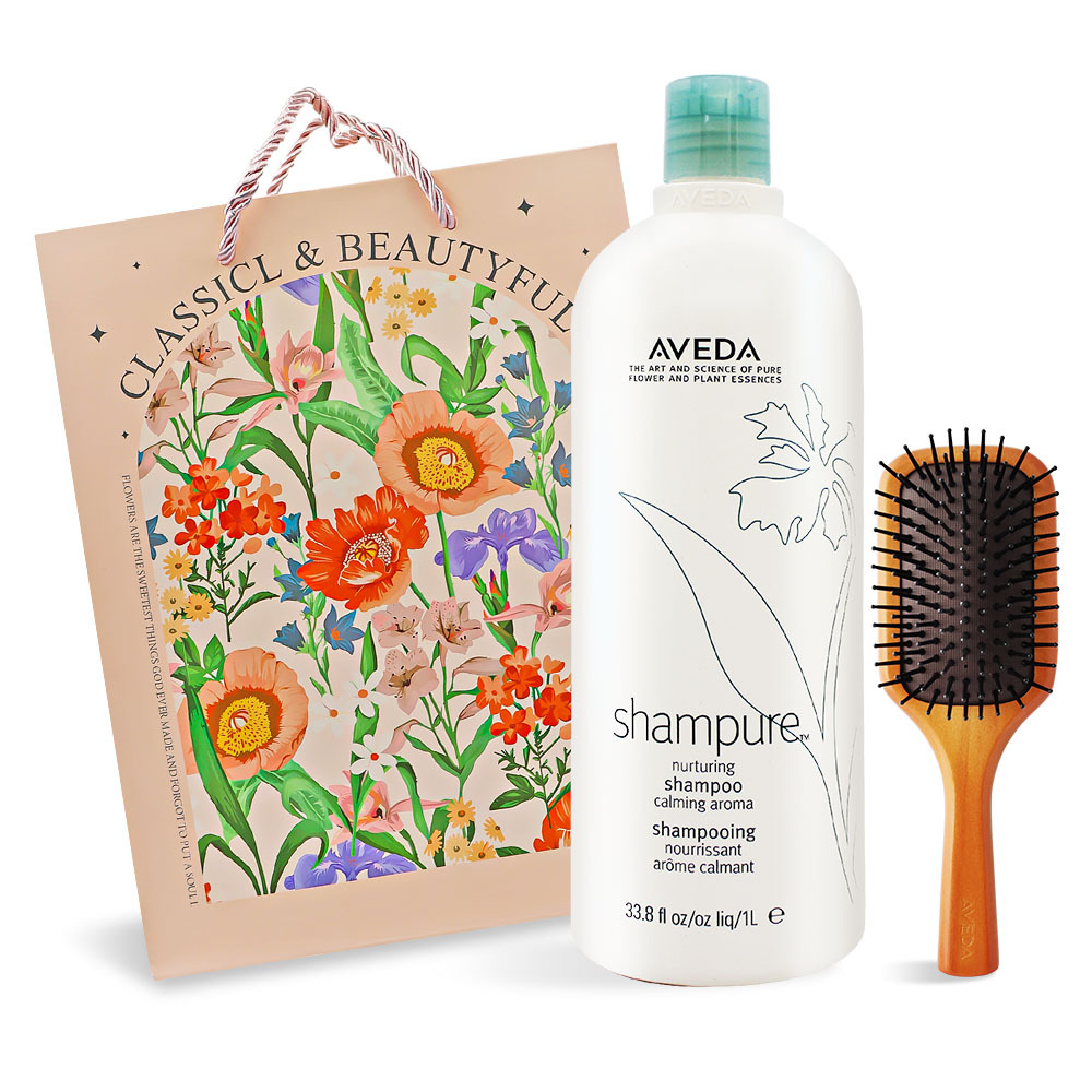 AVEDA 頭皮放鬆尊禮組[迷迭薄荷洗髮精/純香洗髮菁(1000ml)+隨行按摩梳]-送禮必備組