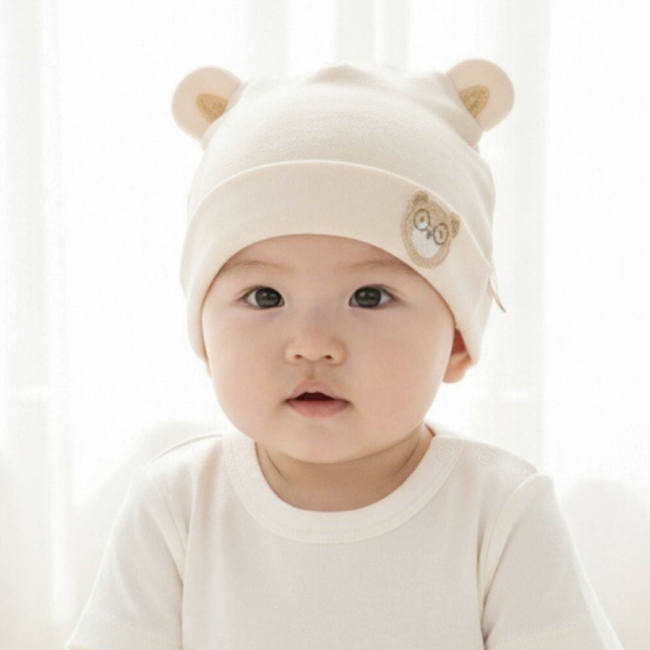 【JA1547】眼鏡熊熊雙層寶寶帽