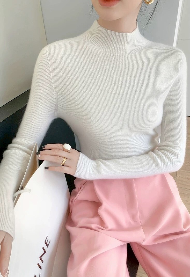 微高領水貂毛刷絨針織衣