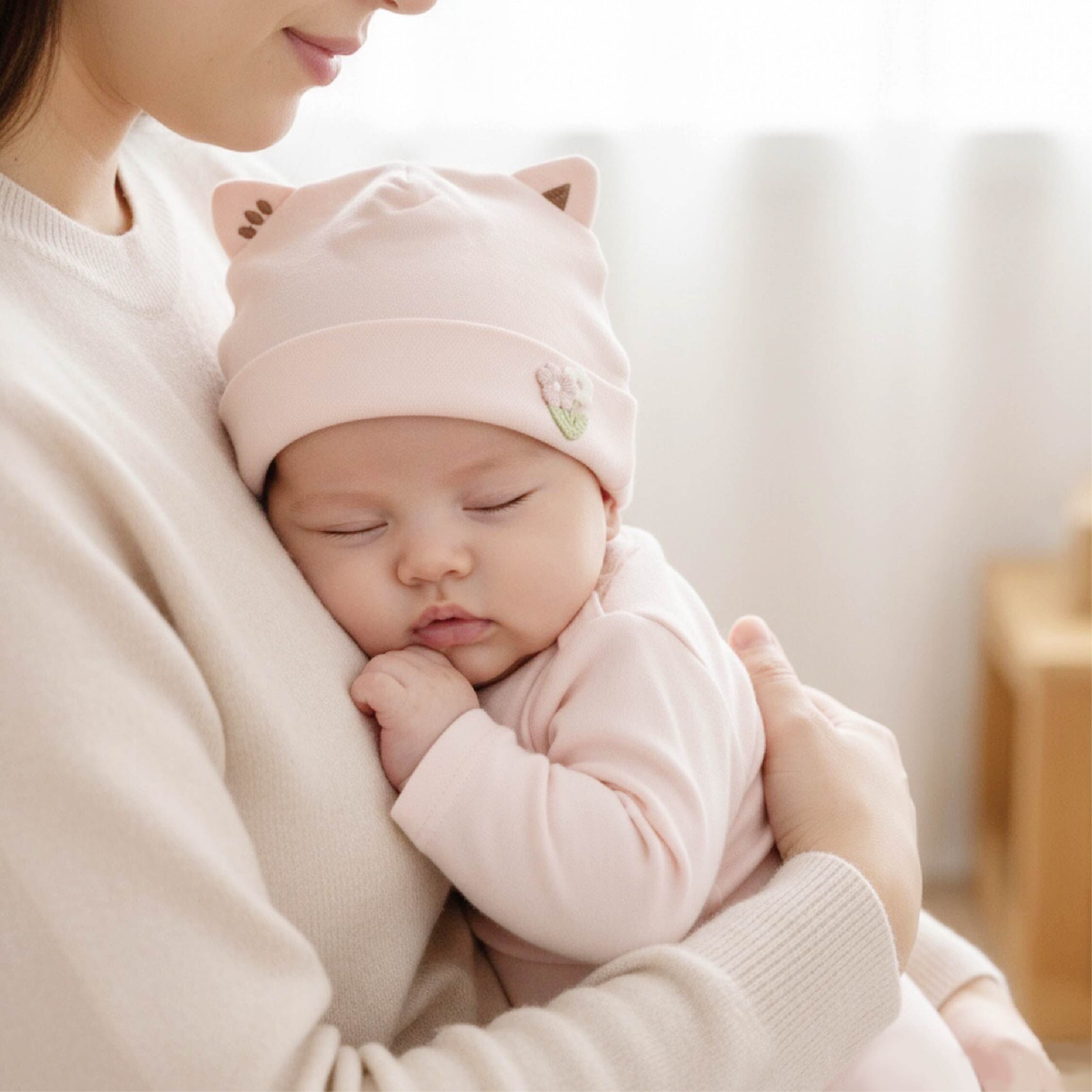 【JA1550】花花貓耳雙層寶寶帽＊二色