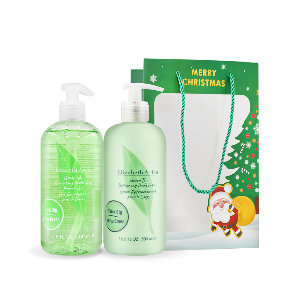 ARDEN 雅頓 綠茶雙瓶聖誕限量組[身體乳(500ml)+沐浴膠(500ml)]附禮袋-聖誕交換禮物