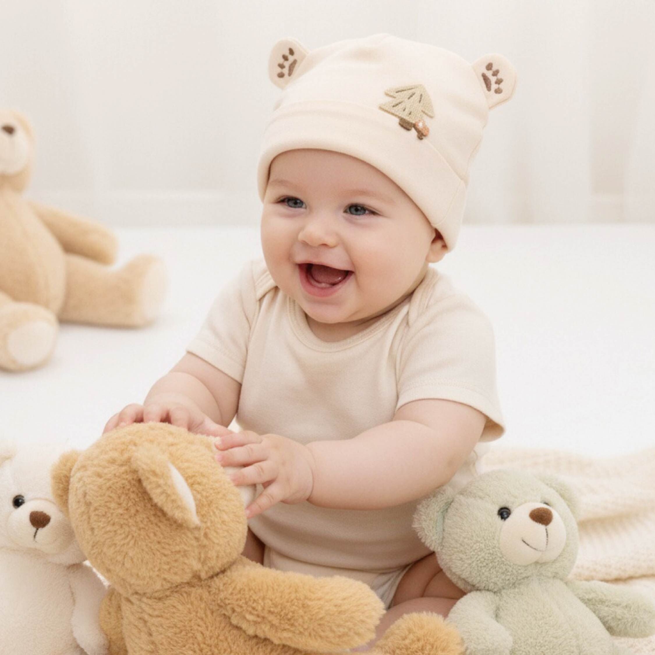 【JA1551】小樹熊耳雙層寶寶帽＊二色