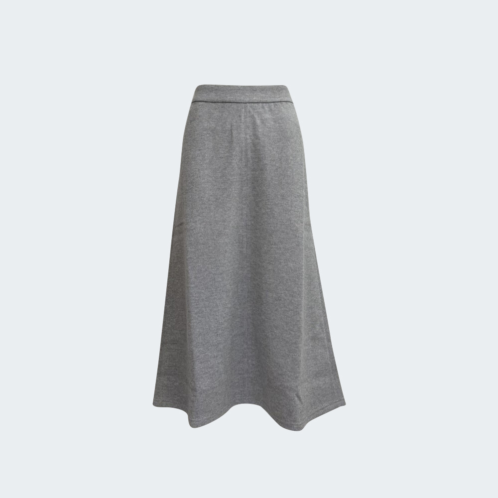 柔霧針織A字羊毛長裙