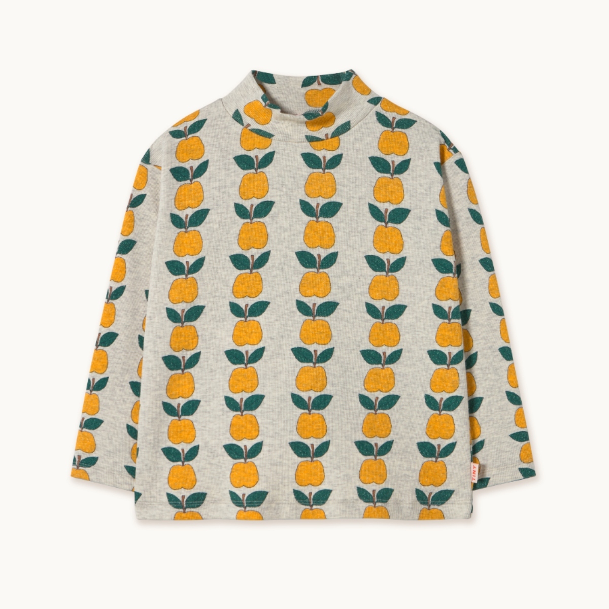 TINYCOTTONS 黃蘋果長袖上衣 APPLES RIB MOCKNECK - light cream heather