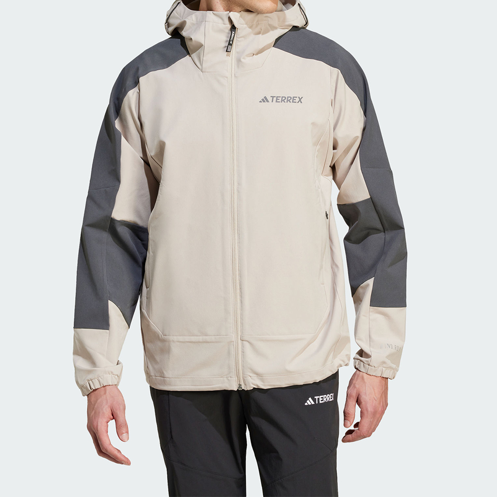 Adidas MT Windrdy Jkt 男款 米灰色 防風 連帽 拉鍊 夾克 運動 休閒 外套 JI5934