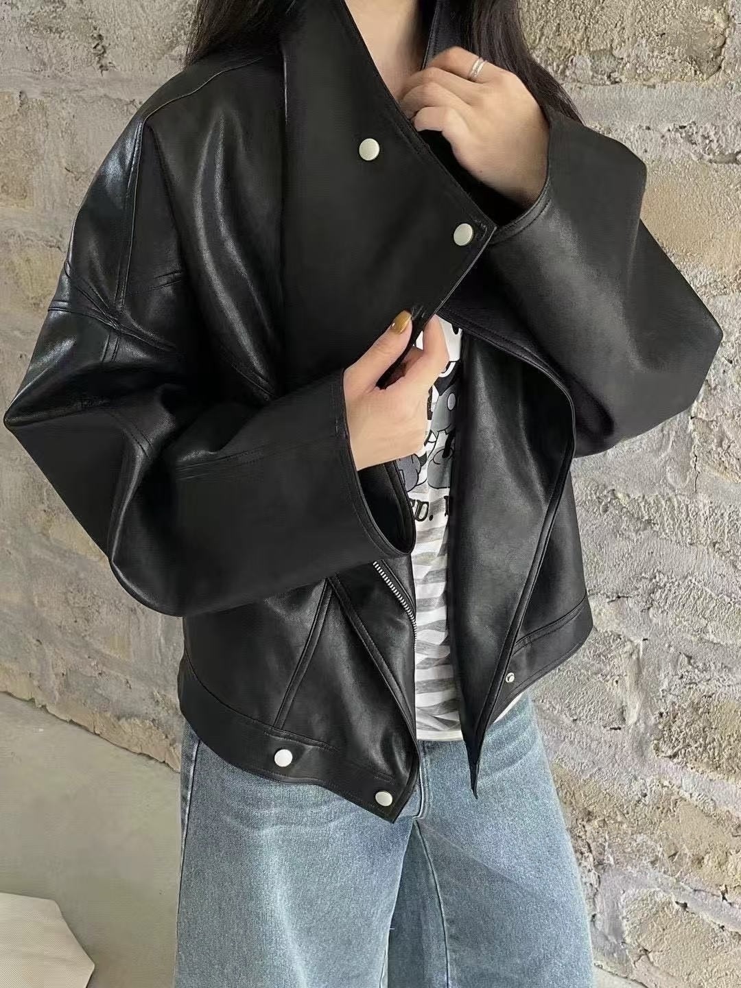 9171 大翻領騎士皮外套