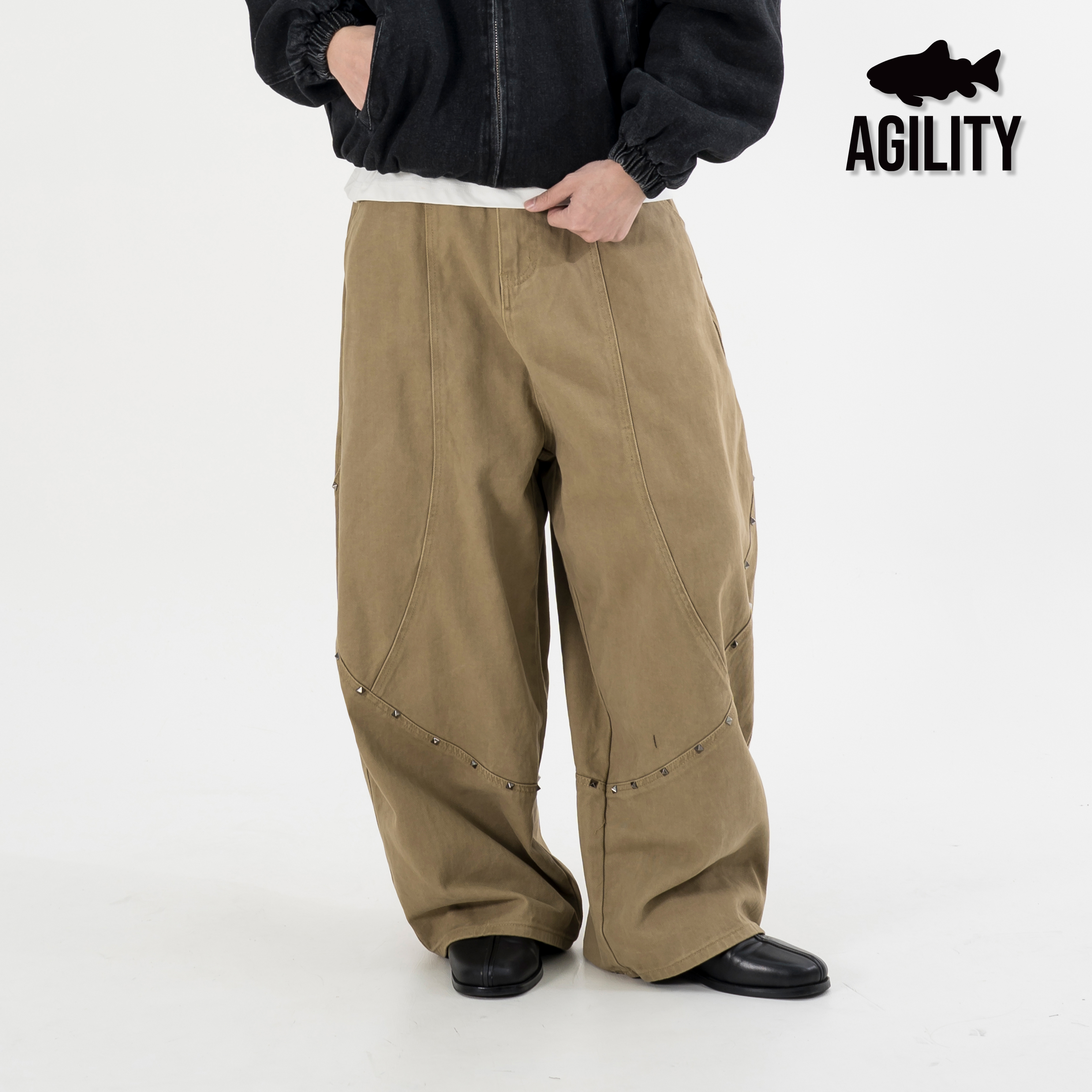 AGILITY Multi Rivet Wide Leg Pants 鉚釘 寬版 彎刀長褲 [RP90]