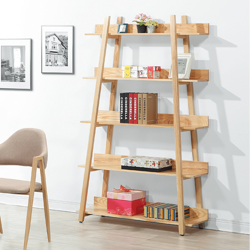 3.6尺A字白臘木全實木開放式書架