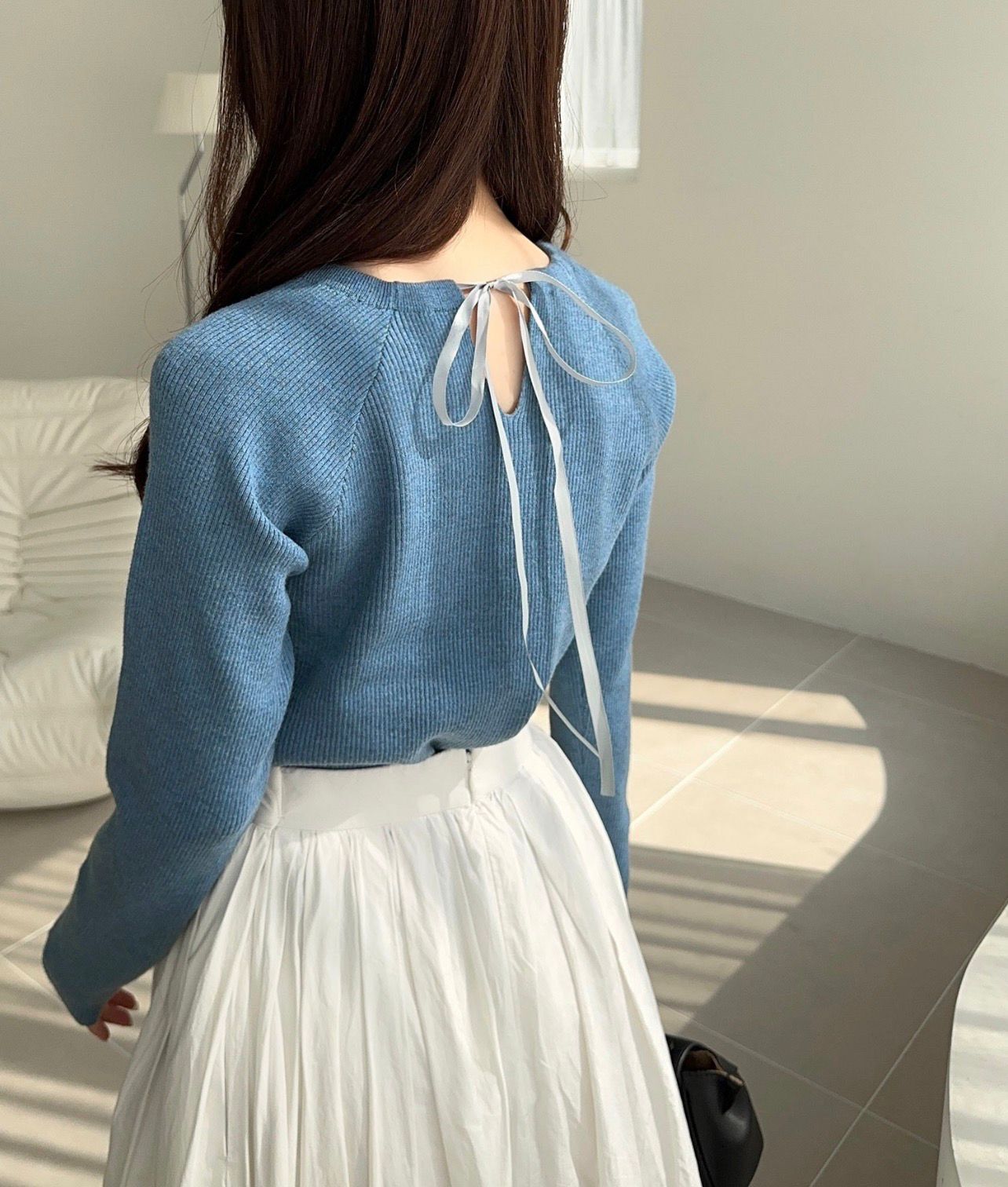 【預購】JN111301 milt bilet 絲帶針織上衣