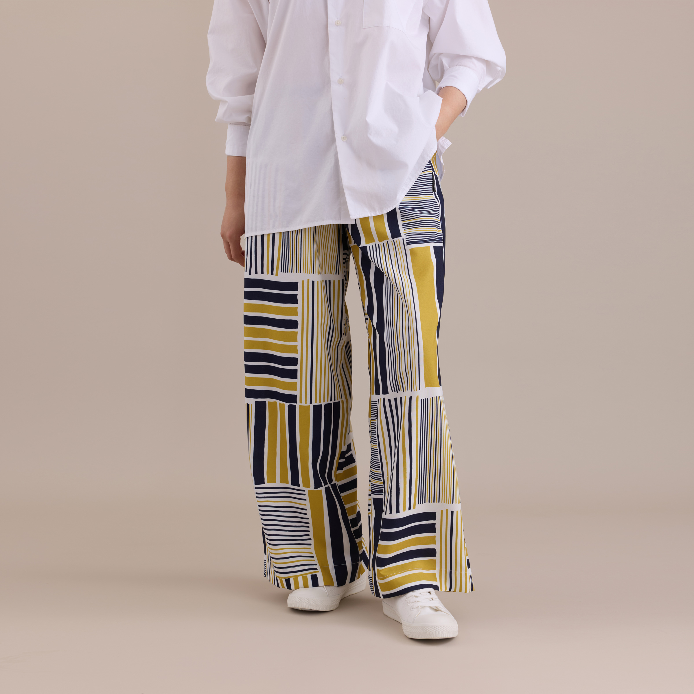 寬版印花長褲 / 鐵皮屋黃藍