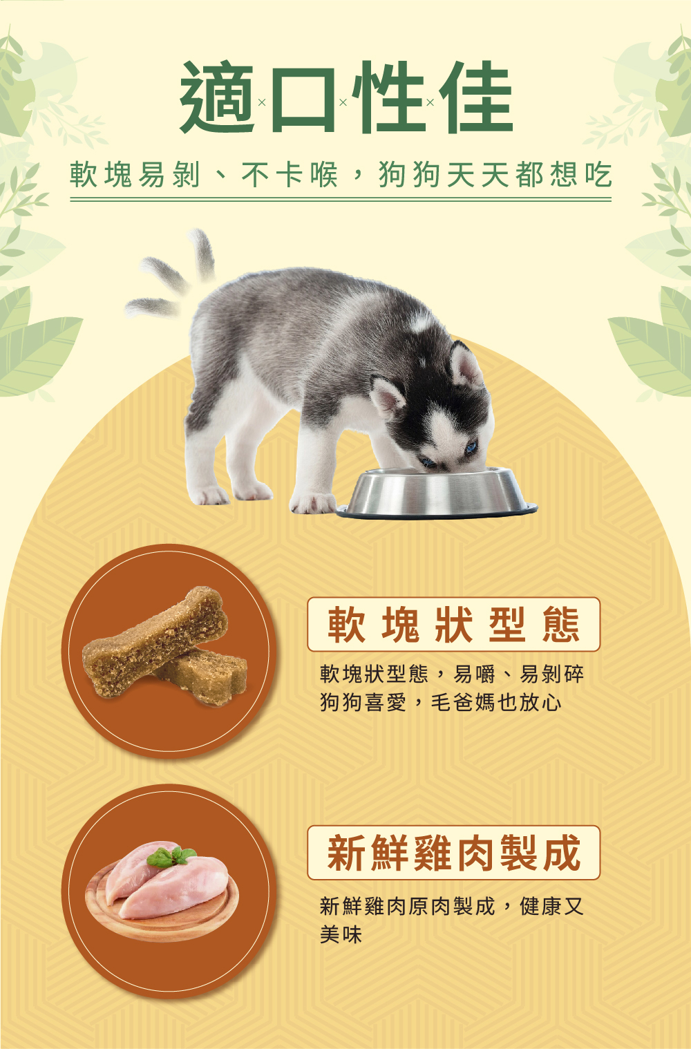 威旺固膝健，添加雞肉，適口性佳的保健品，軟塊狀老犬也適合