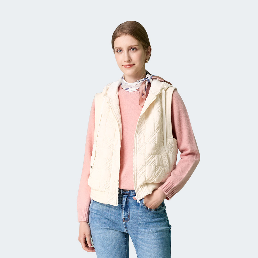 溫柔幾何鋪棉連帽背心