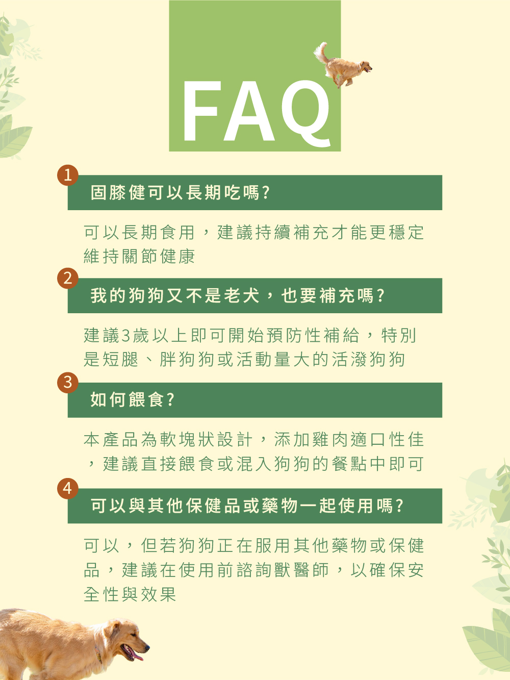 威旺固膝健 狗狗關節保健 常見問題解答 Q&A