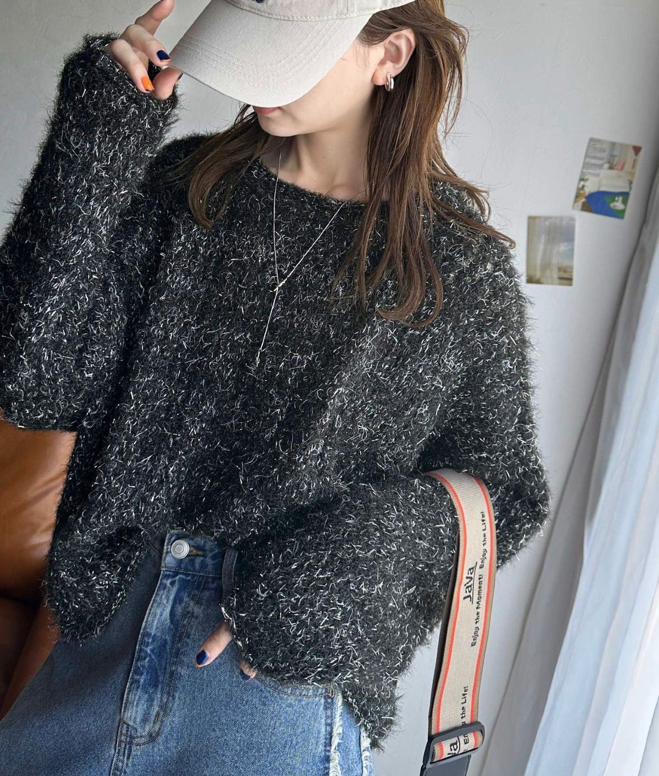 【預購】JN111303 classicalelf 閃亮金銀絲寬鬆針織上衣