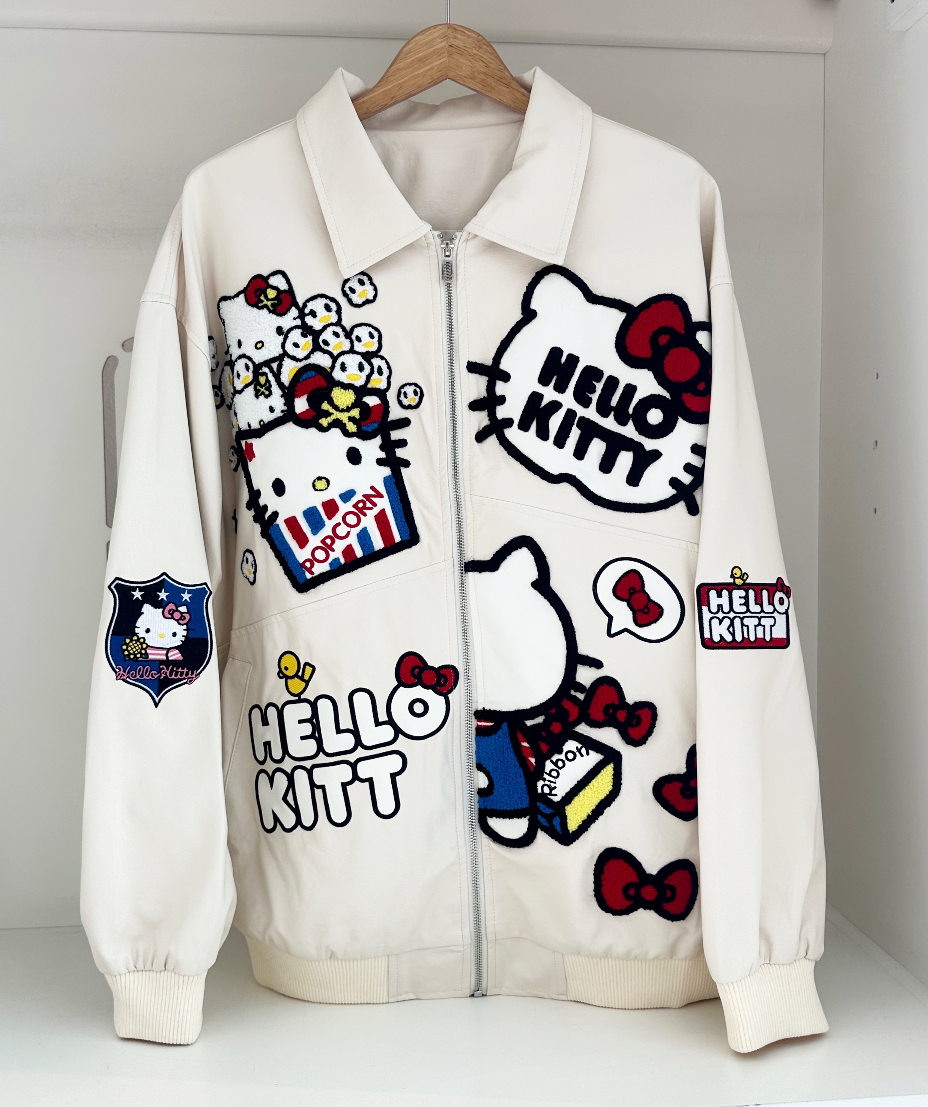 EMBROIDERY DETAILED PU LEATHER OVERSIZE JACKET