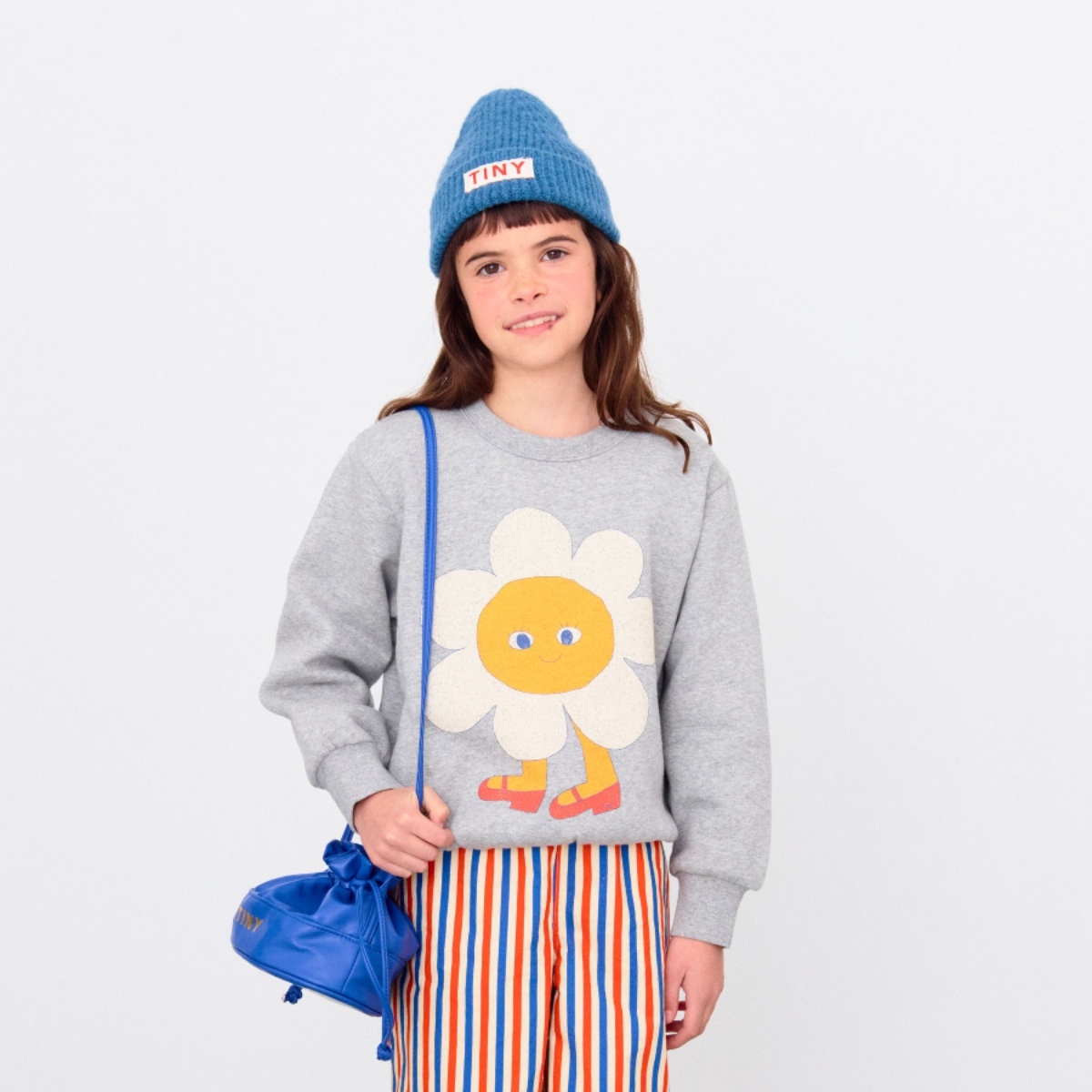 TINYCOTTONS 童趣小花刷毛衛衣 FLOWER GRAPHIC SWEATSHIRT - medium grey heather