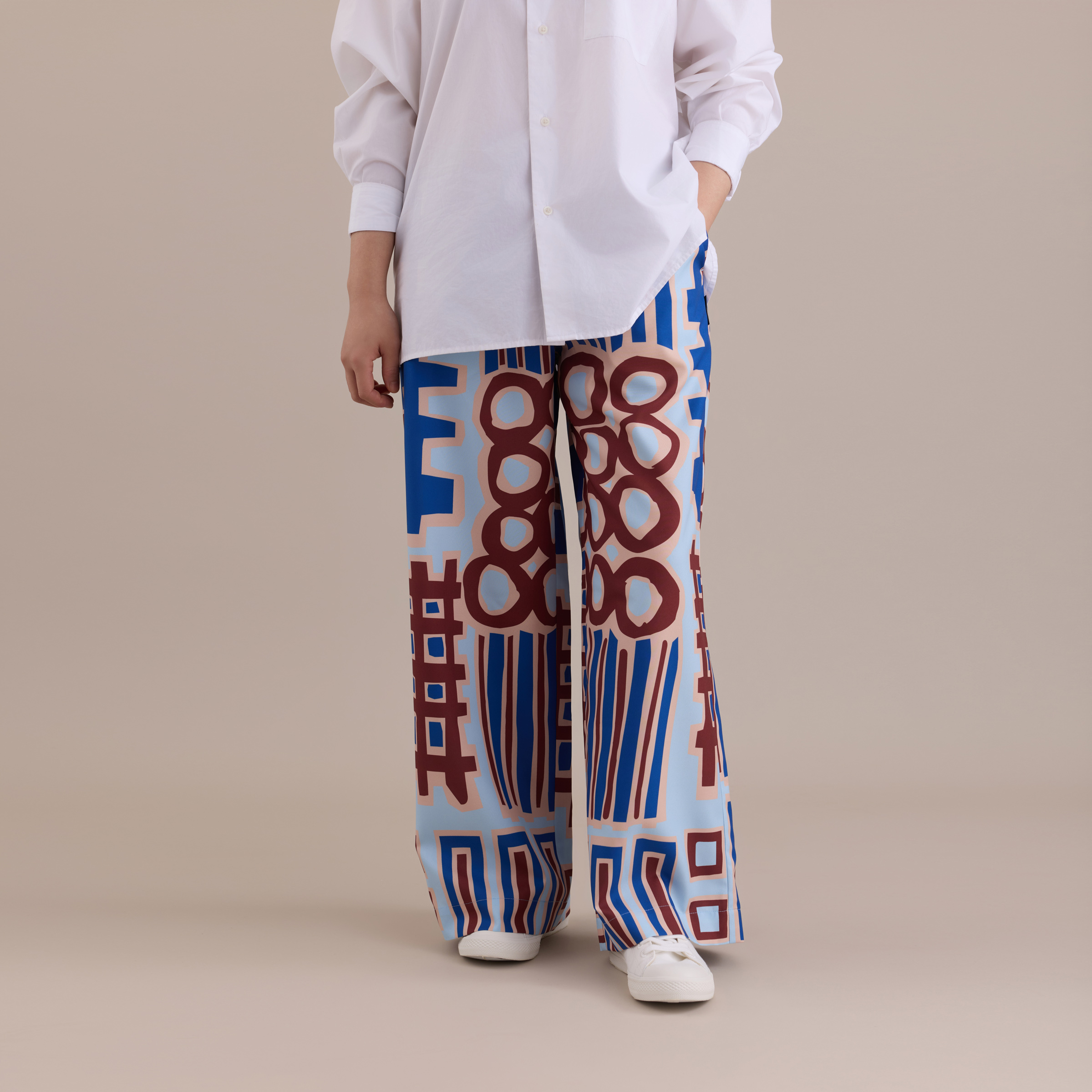 寬版印花長褲 / 都更咖啡