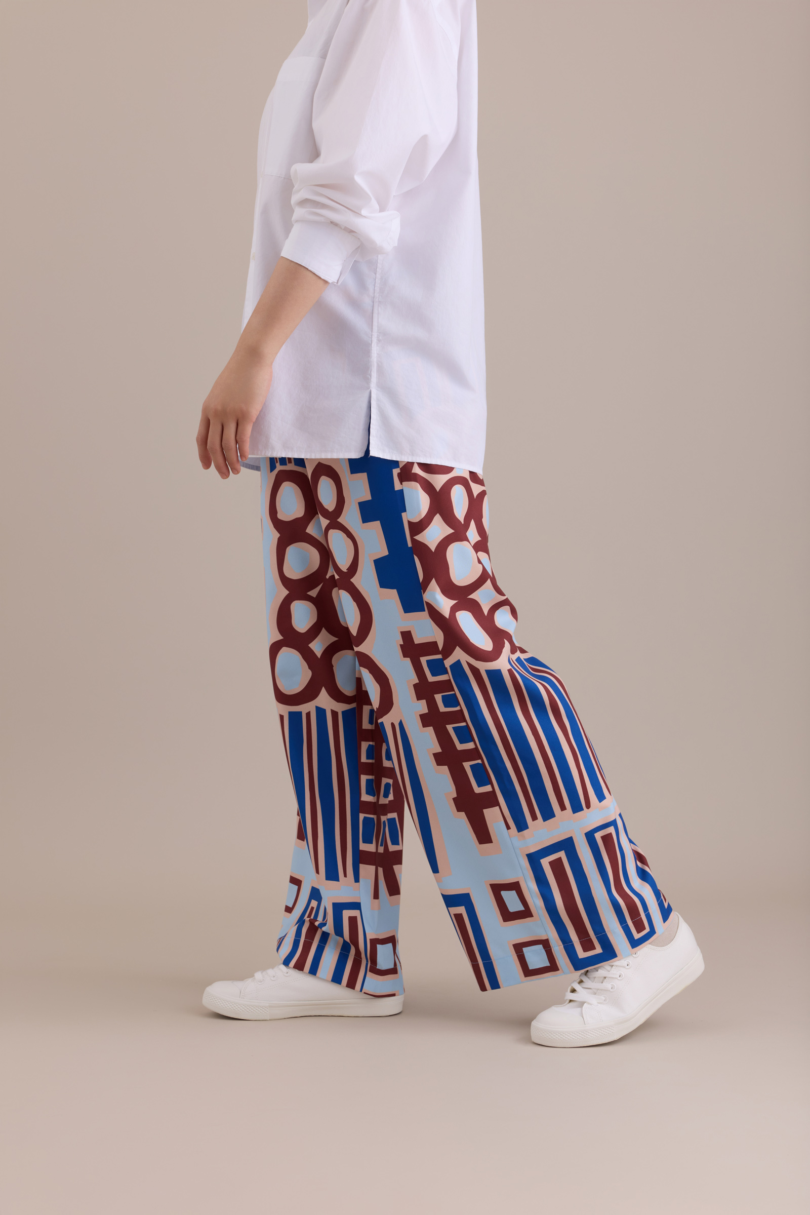 寬版印花長褲 / 都更咖啡