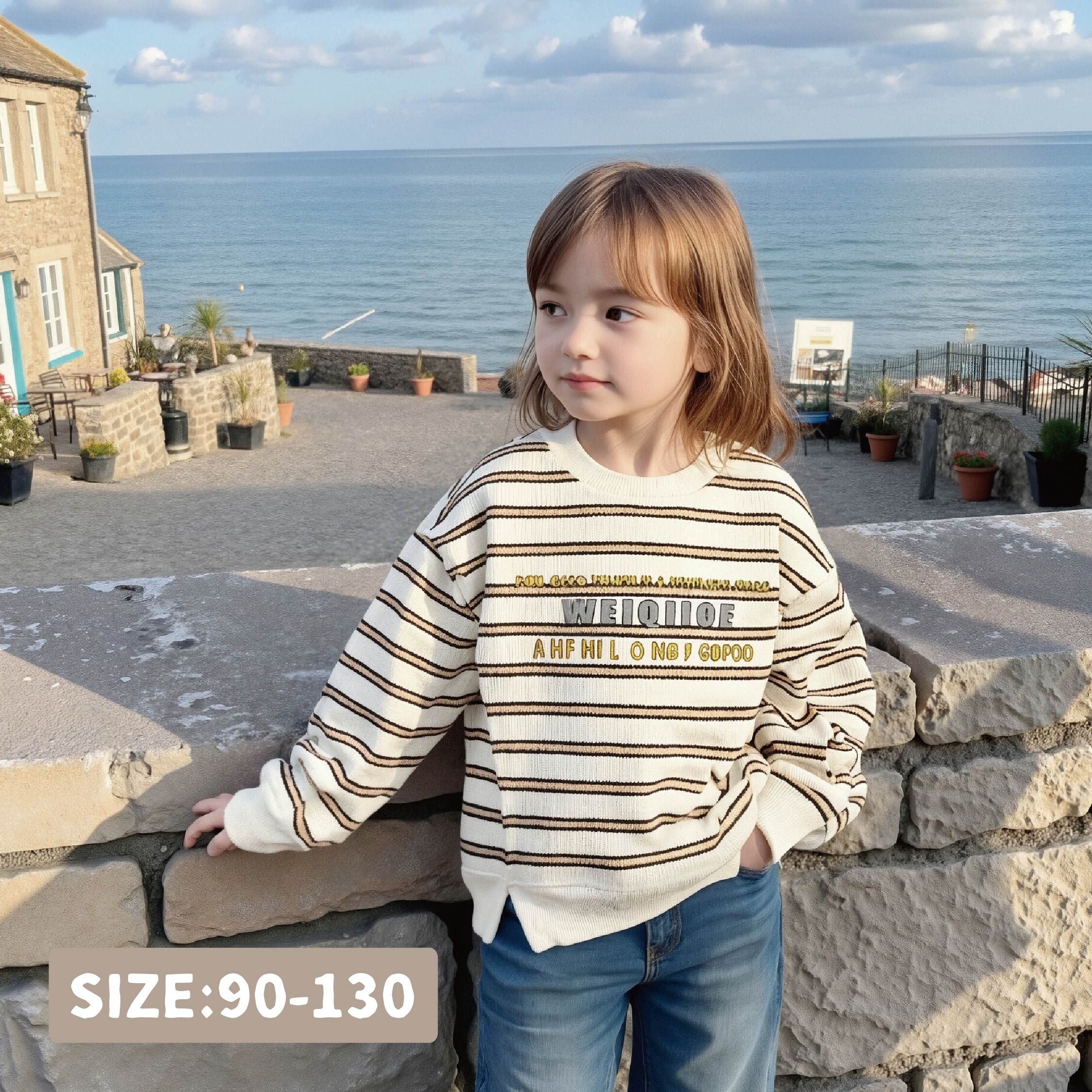 【H35813】微開岔設計條紋上衣＊二色