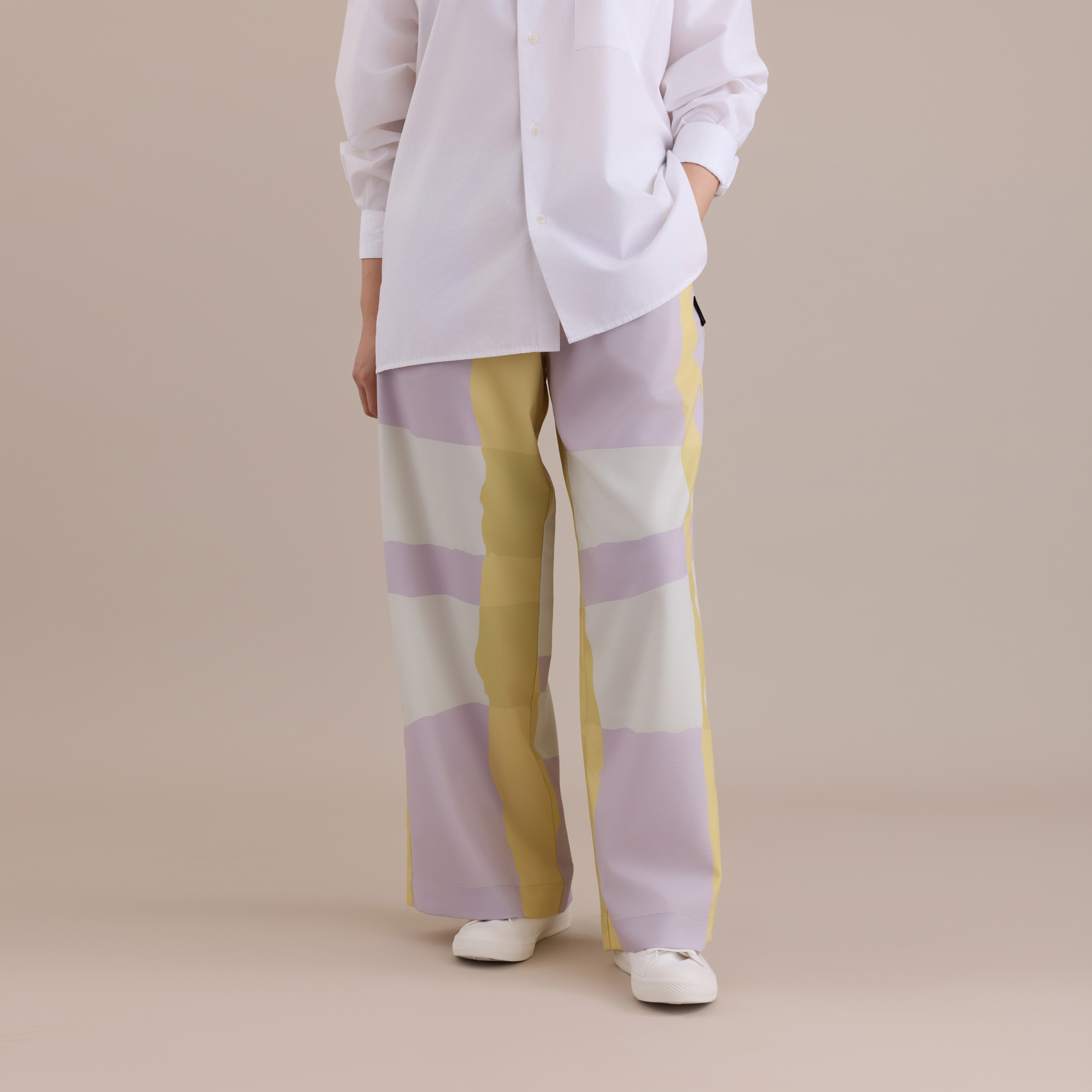 寬版印花長褲 / 防水漆黃紫