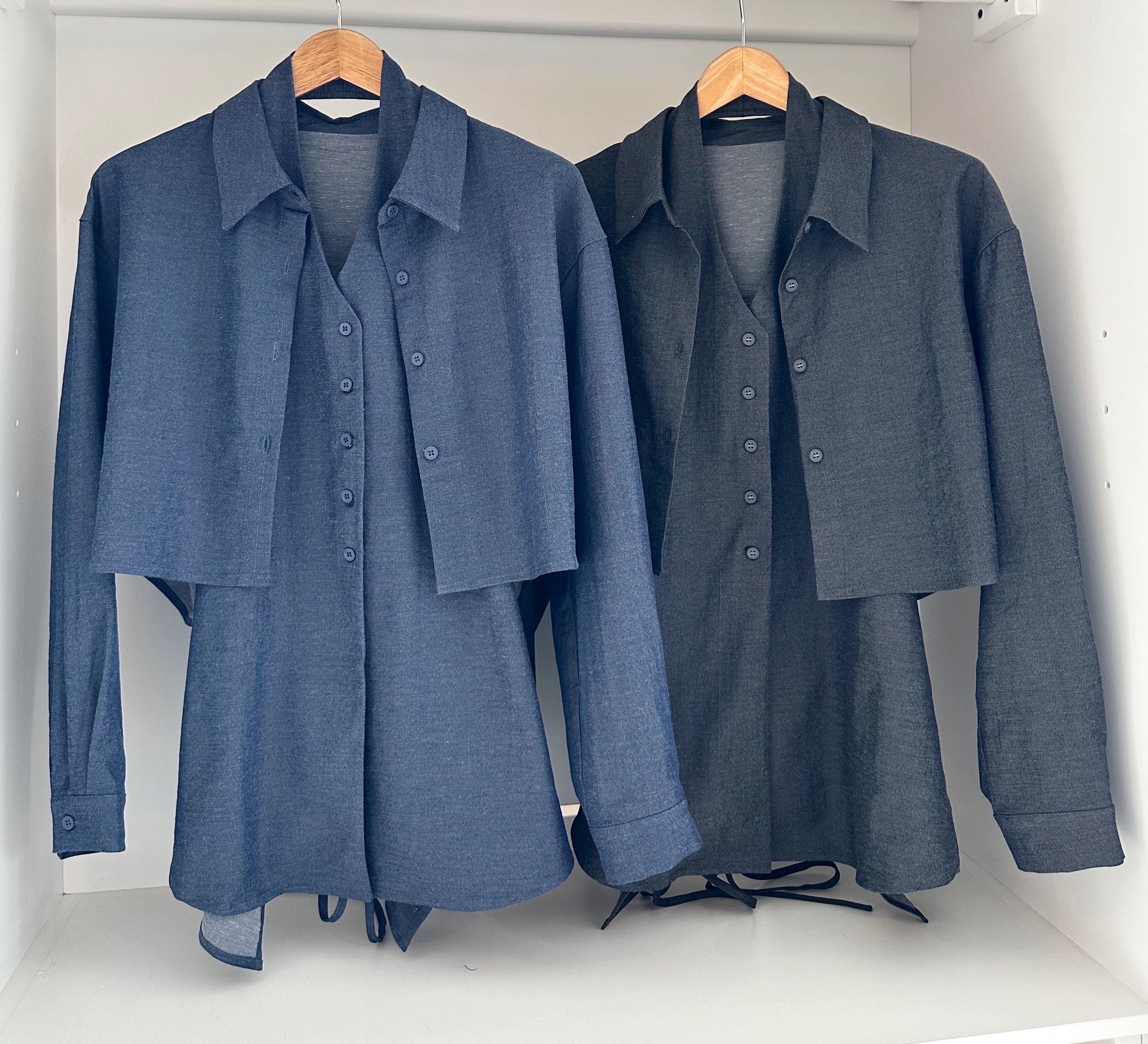 LONG SLEEVE CROP SHIRT WITH OUTER VEST (2PCS)