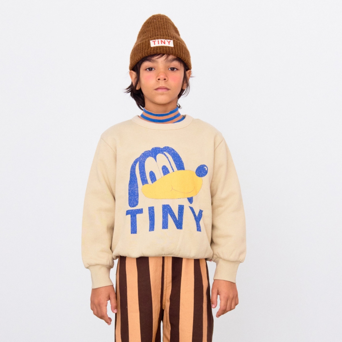 TINYCOTTONS 俏皮大頭小狗刷毛衛衣 TINY DOG GRAPHIC SWEATSHIRT - dark vanilla