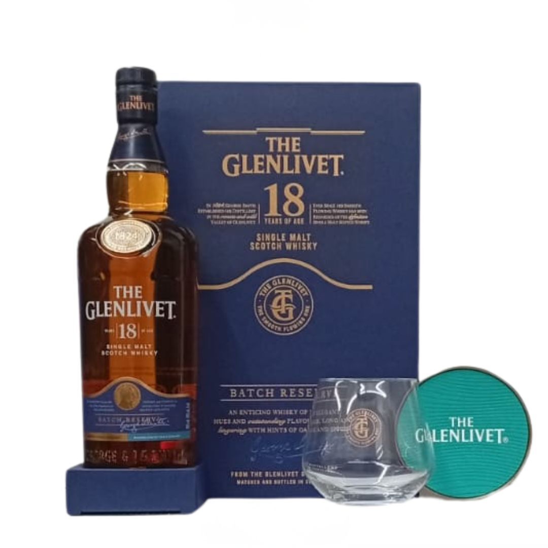 格蘭利威 18年 單一純麥威士忌 700mL 禮盒裝 (威士忌杯x1 + 杯墊x1)