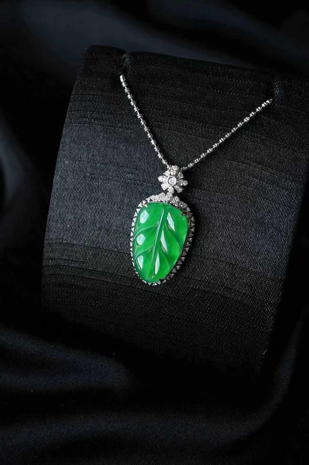 翡翠冰陽綠葉子吊墜,天然翡翠A玉, 緬甸玉, Jade, Jadeite