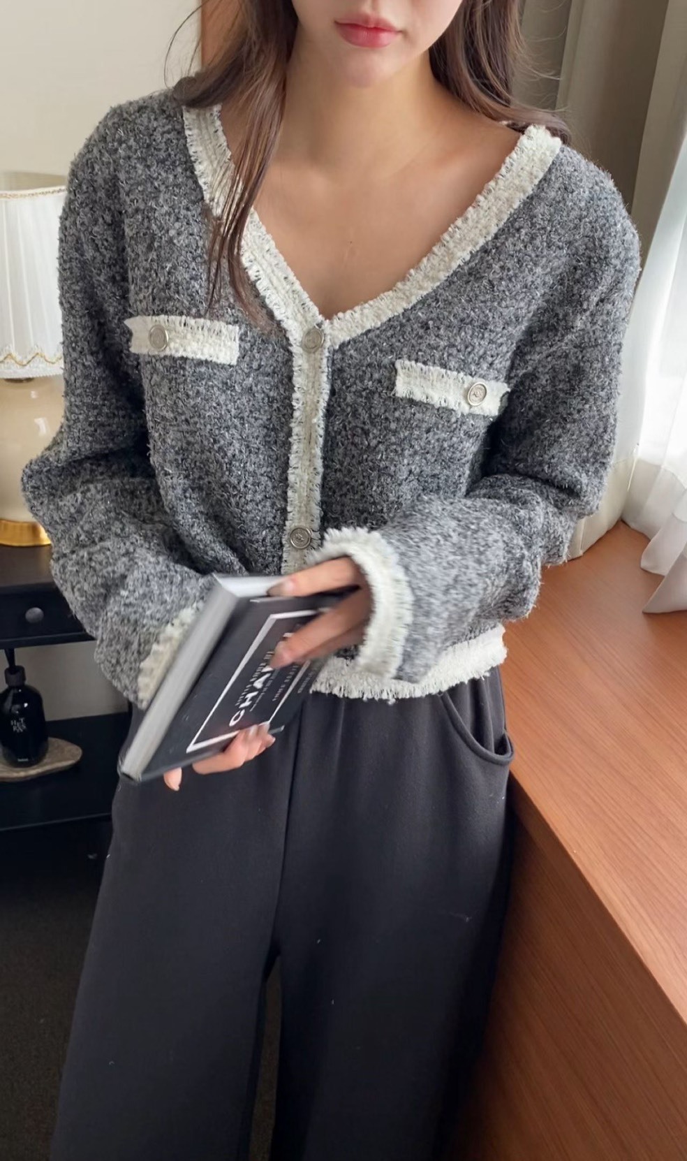 滾白考克邊小香風上衣
