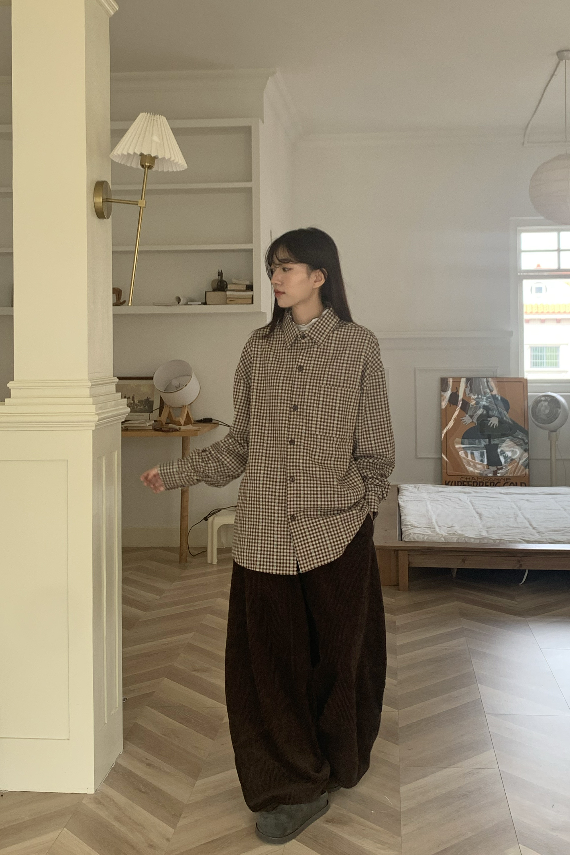 暗藏小鈕釦燈芯絨長褲 3色