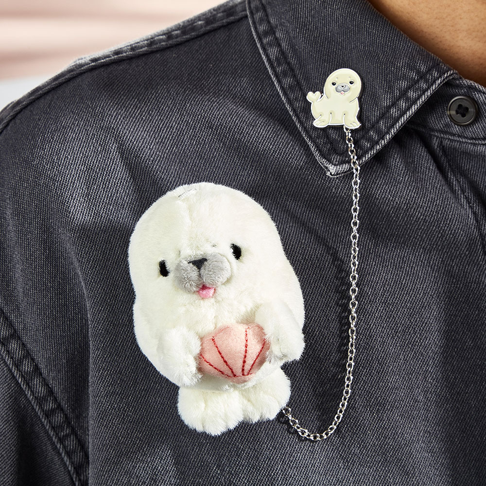 Seal Plush Brooch with Metal Pin