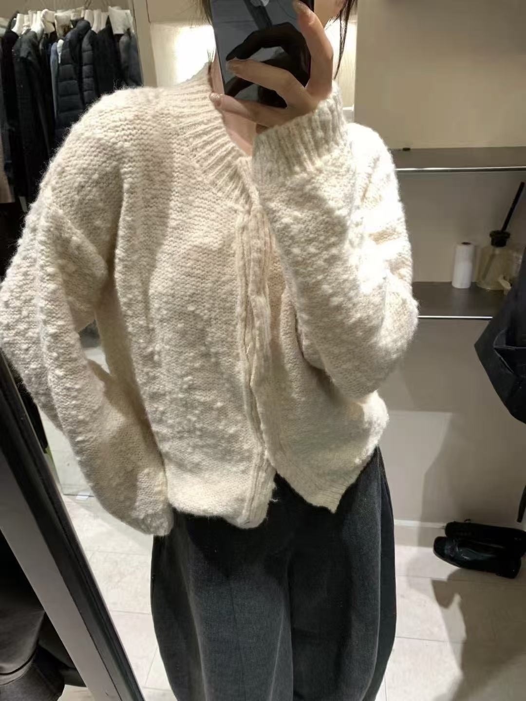 925 顆粒肌理感保暖毛衣外套