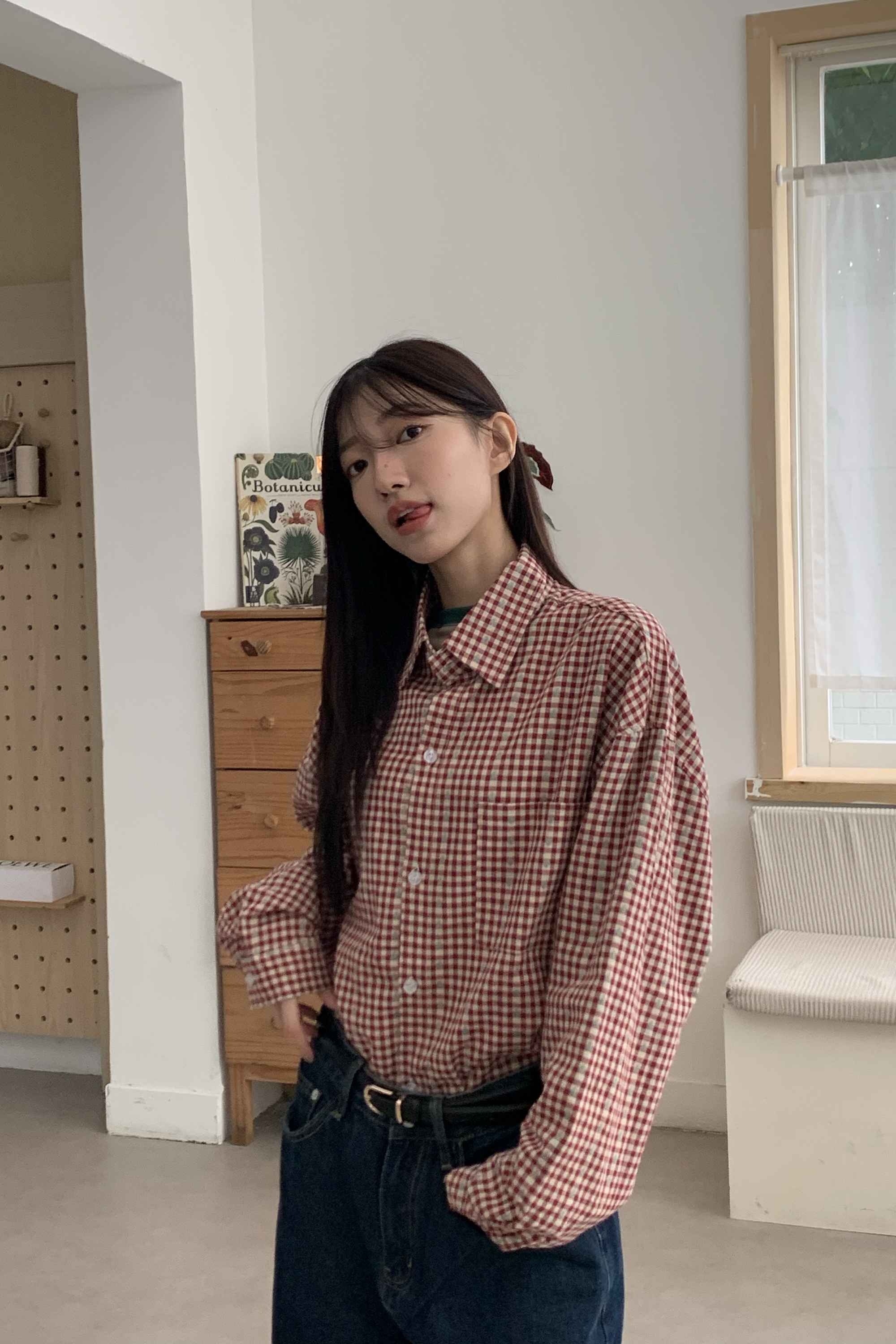 不單單是格紋長袖襯衫 2色