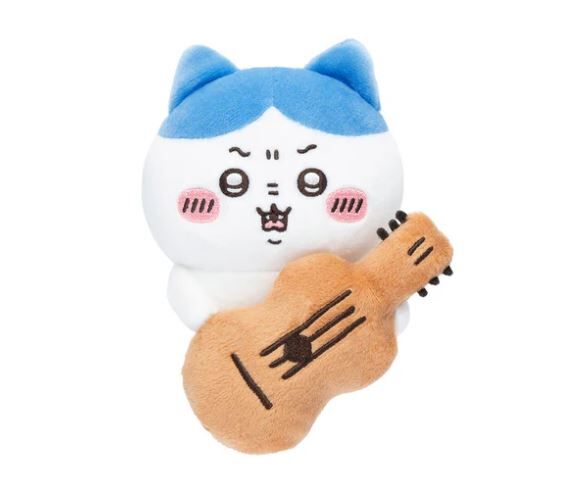 Chiikawa Hook-and-loop Plush Toy Watching from Your Desktop (Hachiware with a Guitar)