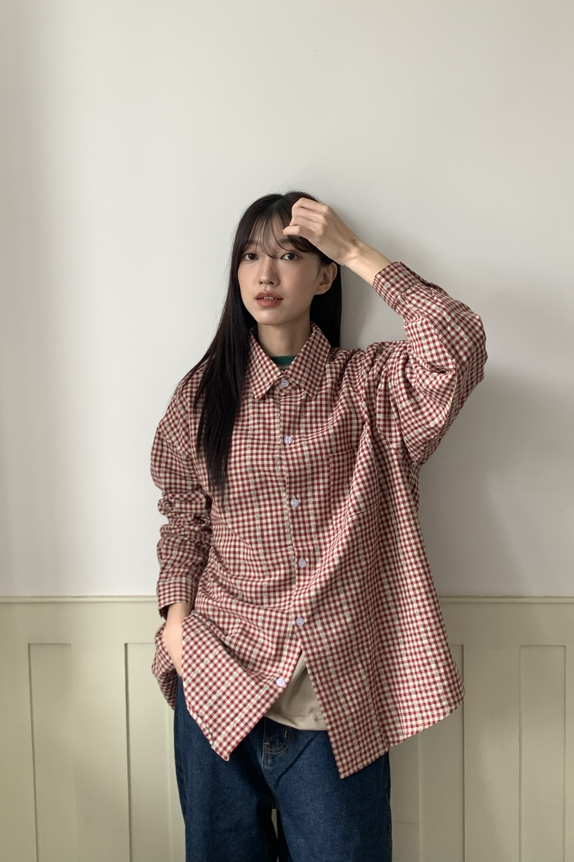 不單單是格紋長袖襯衫 2色