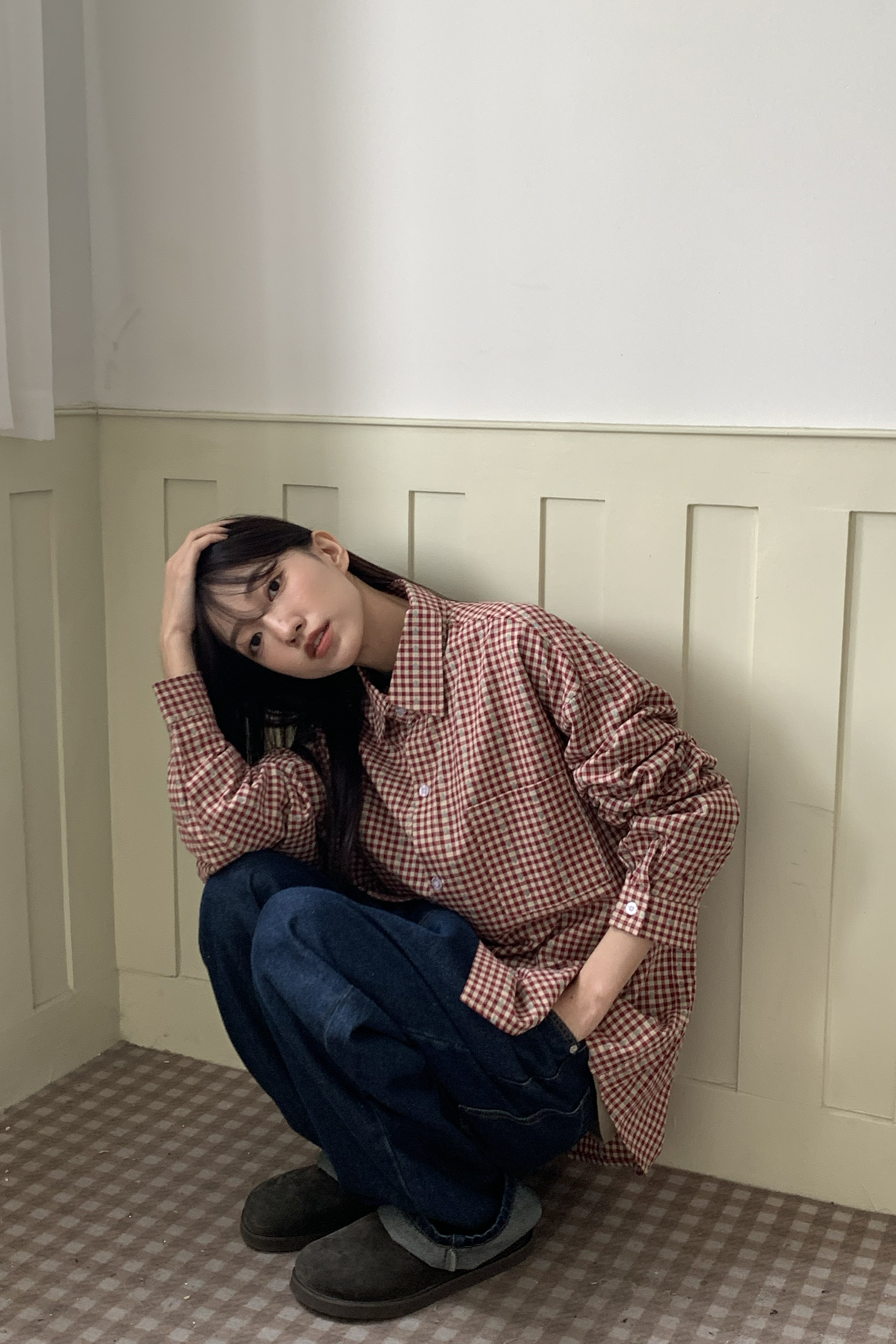 不單單是格紋長袖襯衫 2色