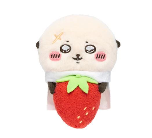 Chiikawa Hanging Plush Toy to Watch Over You from the Desktop (Rakko with a Strawberry)
