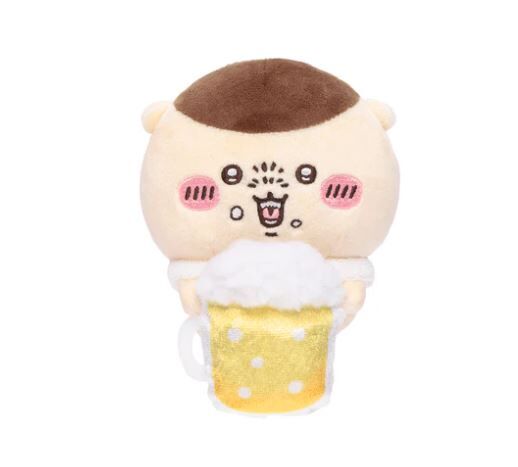 Chiikawa Hanging Plush Toy to Watch Over You from the Desktop (Kurimanju Drinking Beer)