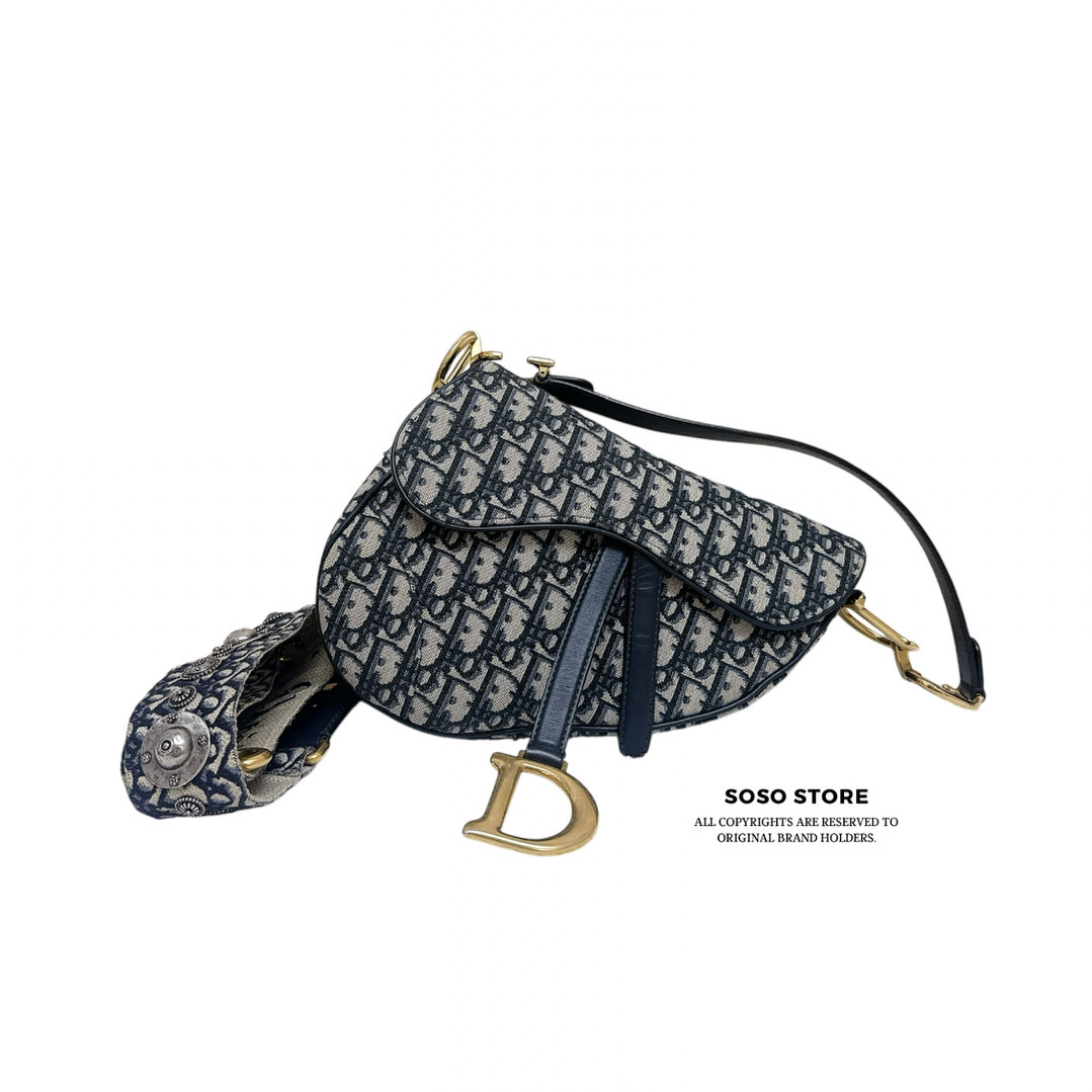 Dior Saddle Bag - Navy / Ghw