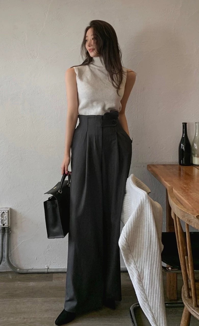 386 正韓超美造型褲頭顯瘦寬褲