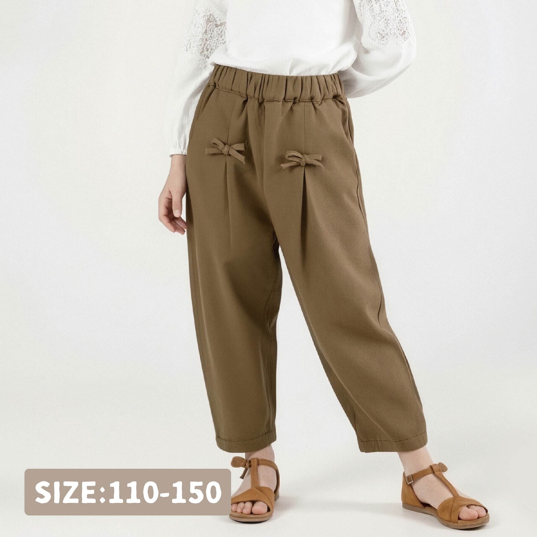 【H35766】質感蝴蝶結綁繩設計休閒褲