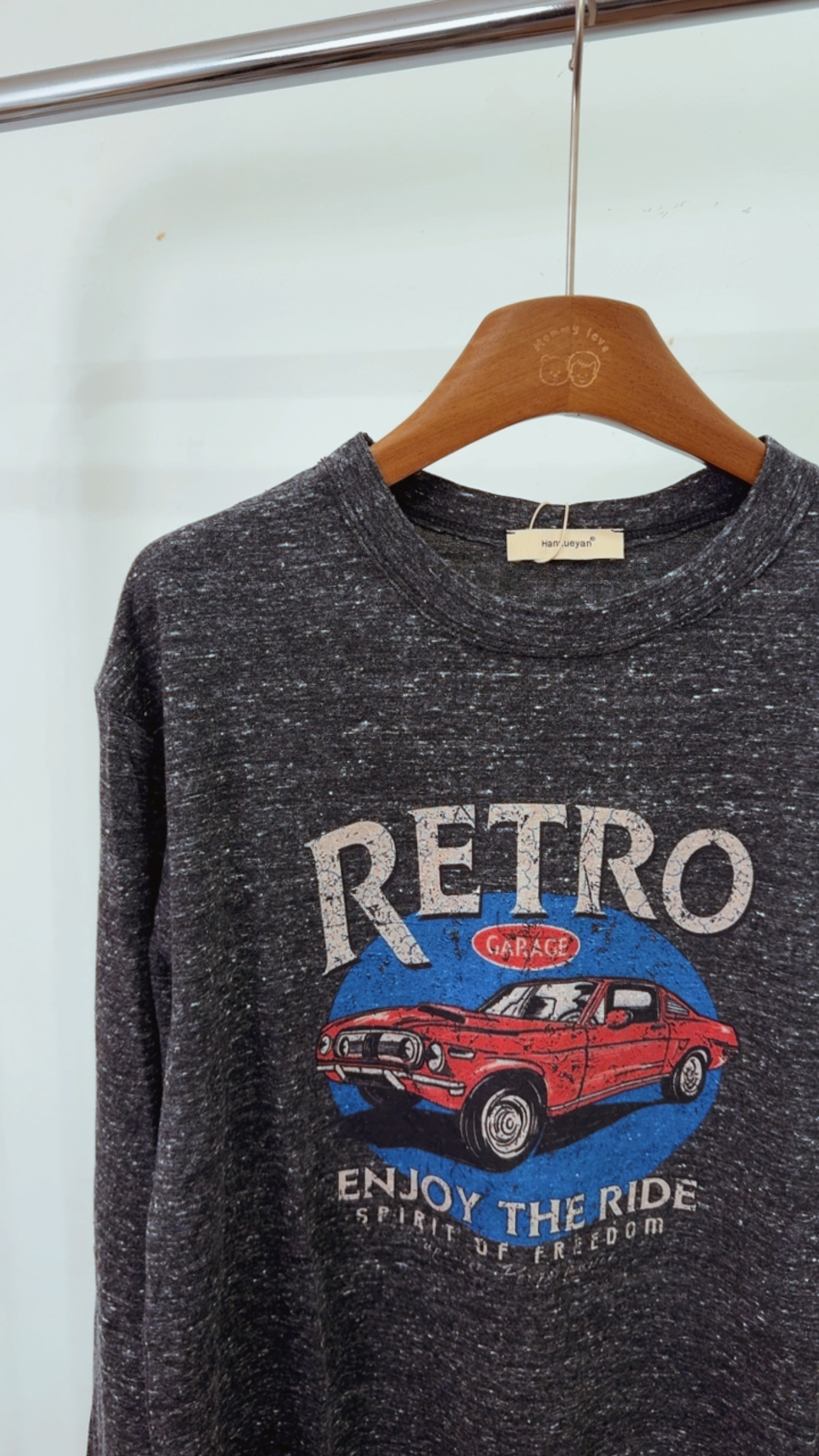 655今年最紅復古雪花美式灰長袖上衣