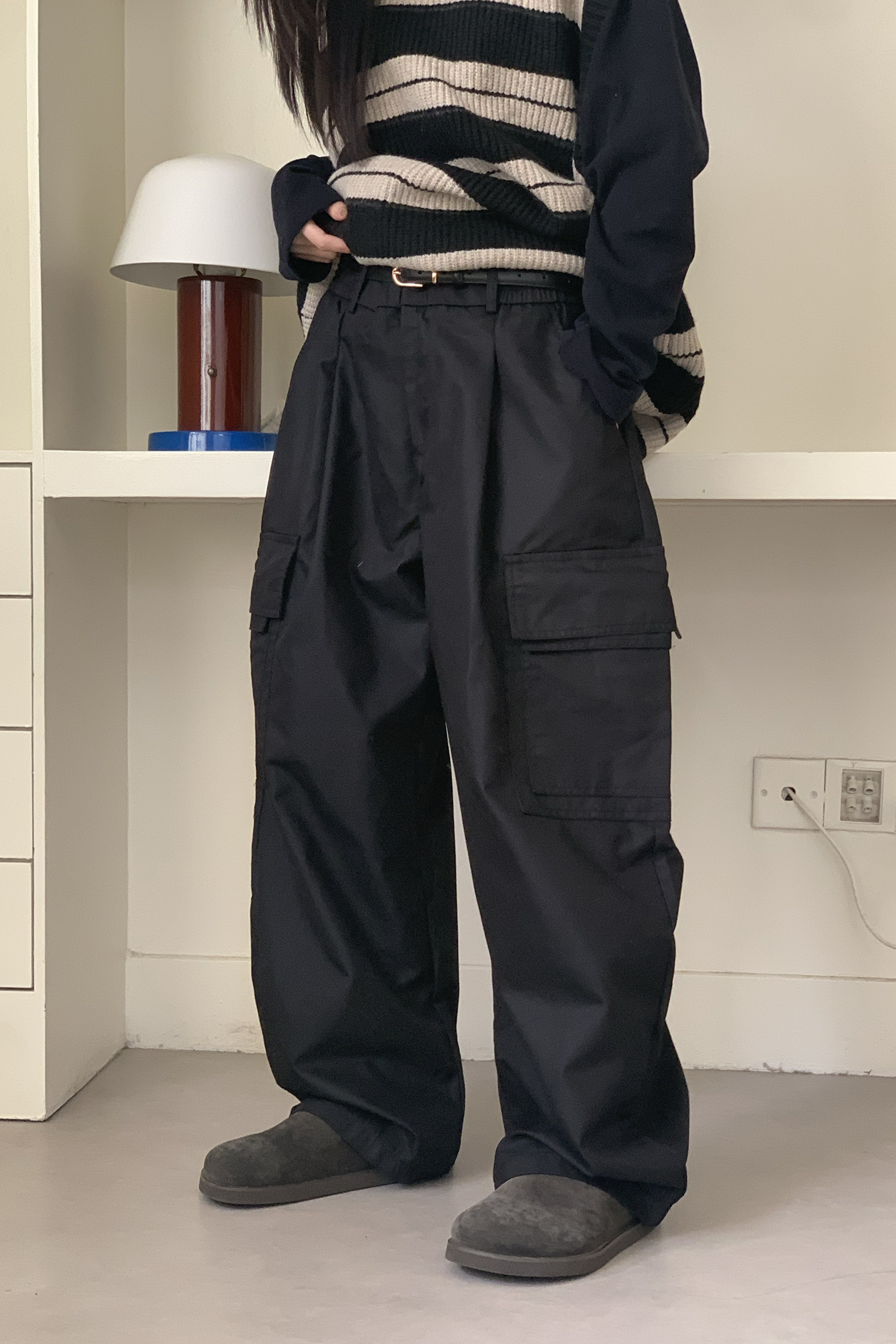 挺版半鬆緊工裝長褲 3色