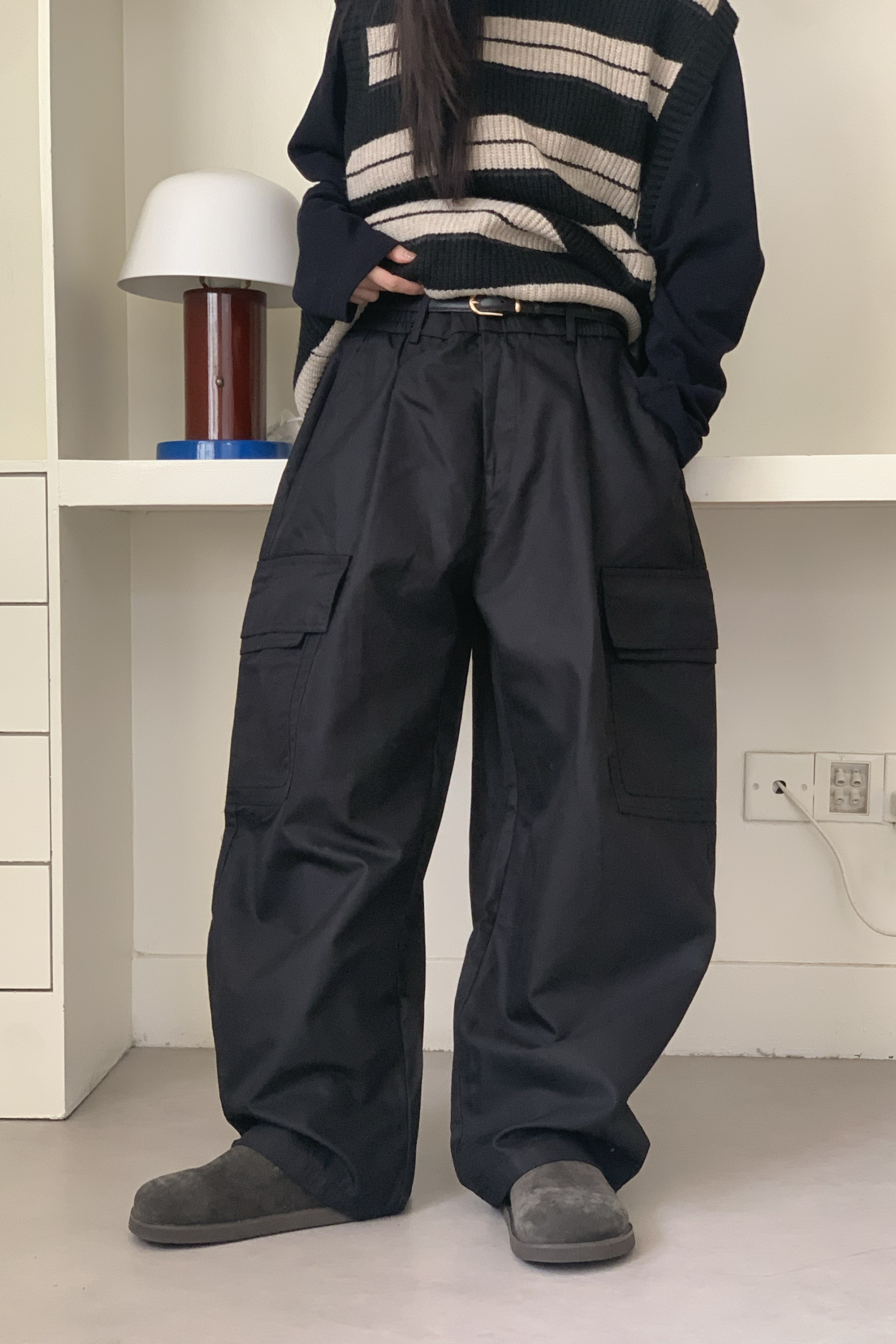 挺版半鬆緊工裝長褲 3色