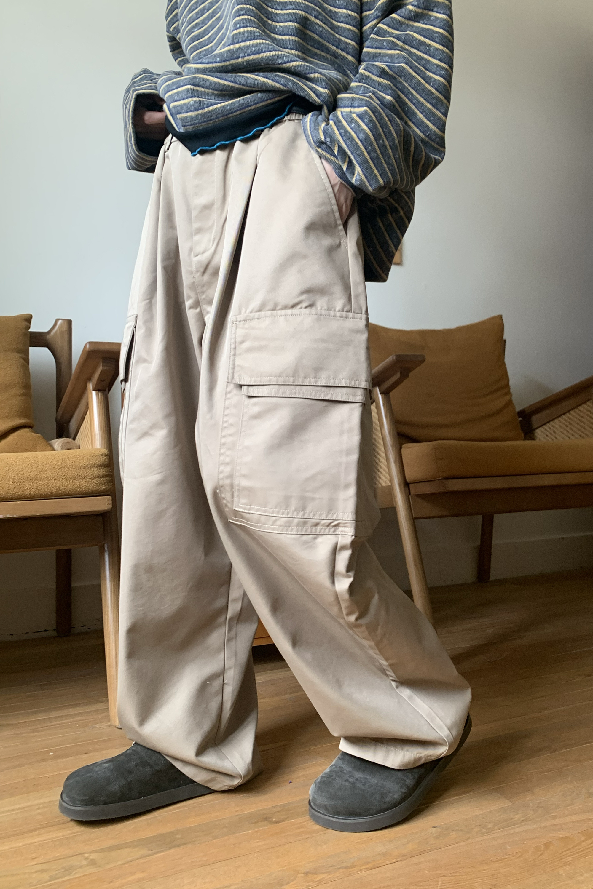 挺版半鬆緊工裝長褲 3色