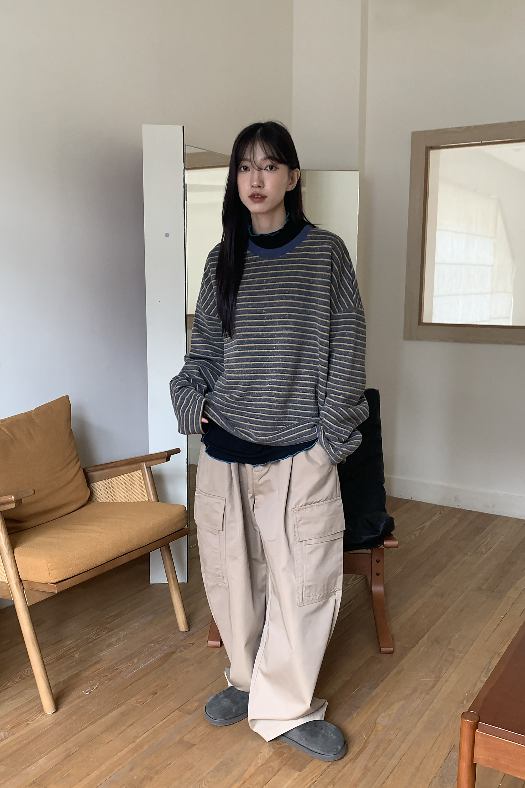 挺版半鬆緊工裝長褲 3色