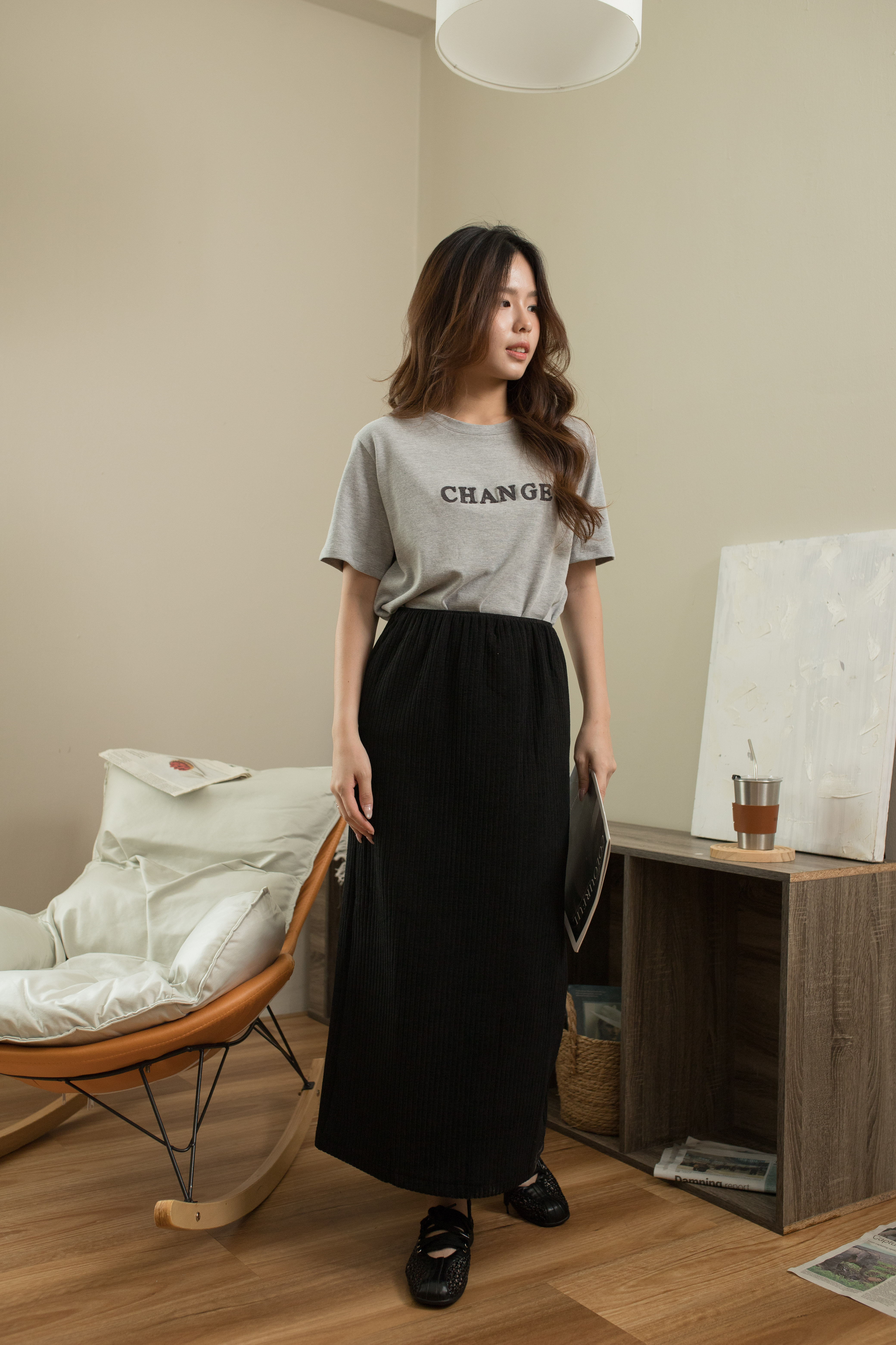 Amanda Ribbed Skirt Black -2556SKBLK