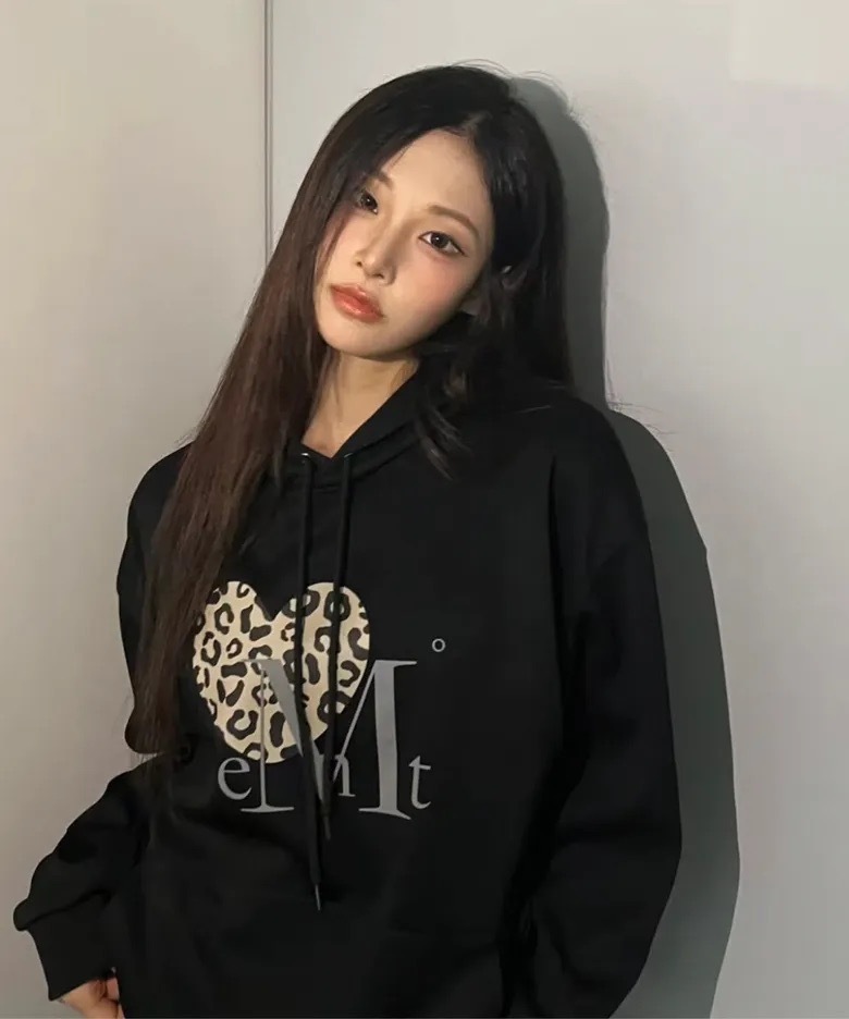 韓國限定🇰🇷 MUCENT SIERRA LEOPARD HOOD T 愛心豹紋 抽繩帽T 長袖 / 預購