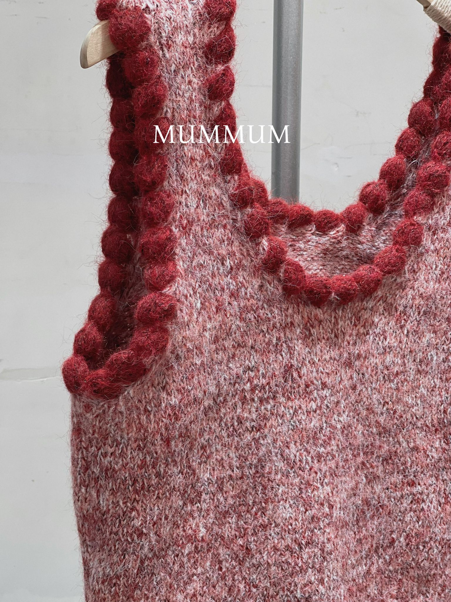 0212854a/針織毛毛珠珠邊背心 36-40/36-40/20/紅色