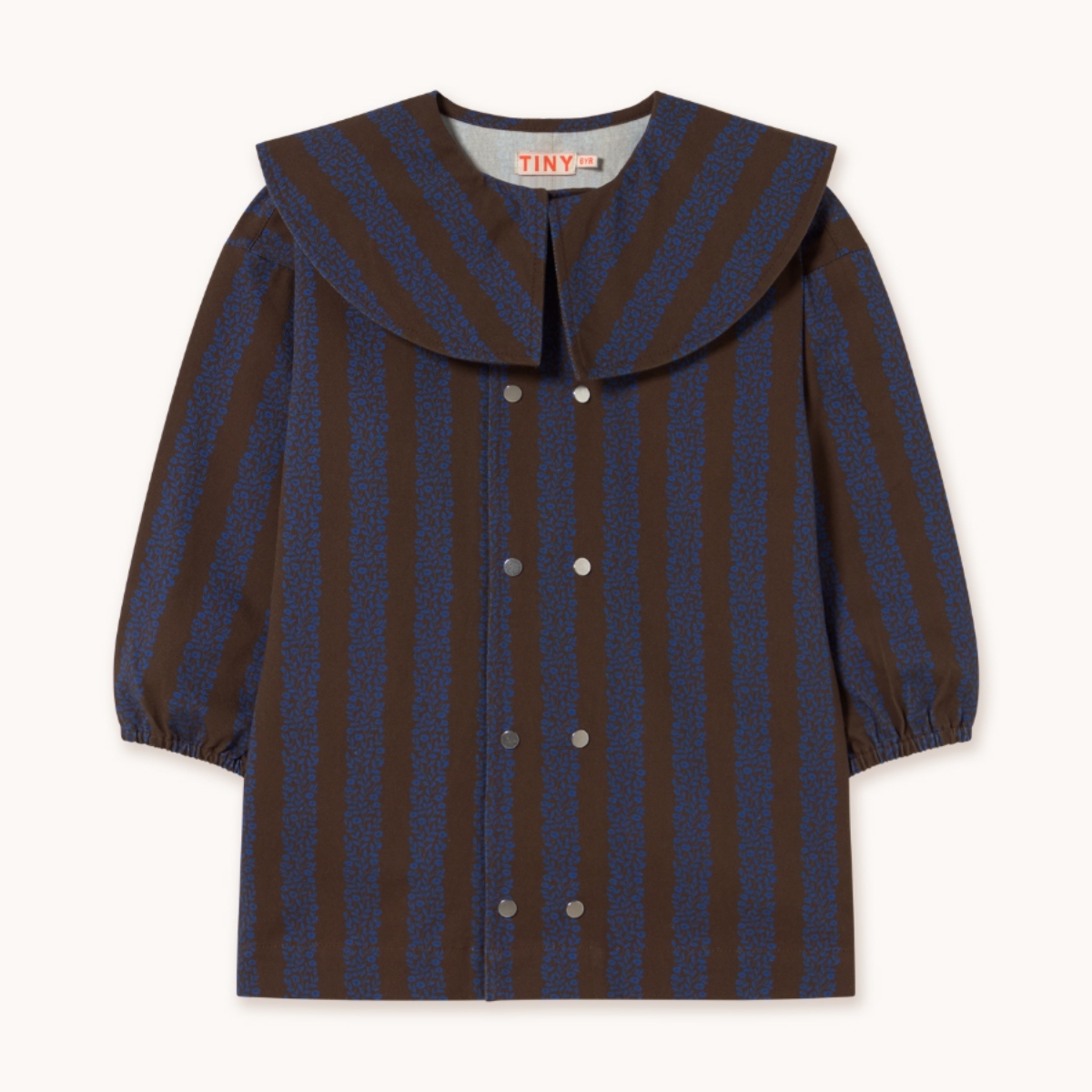 TINYCOTTONS 花朵條紋洋裝 FLOWER MOTIFS DRESS - dark brown